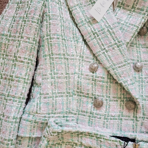 ZARA Set Double Breasted Textured Weave Tweed Jacket and Skort - Picture 15 of 15